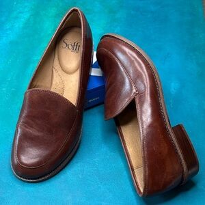 Sofft Napoli Tobaco Chestnut Cordova Brown Tan Leather Slip-On Loafers Women 9